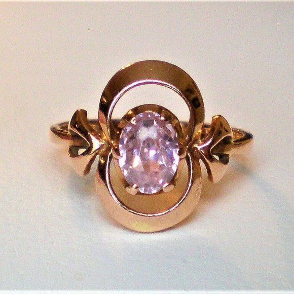 Vintage Original Russian Russia 14K 583 Rose Pink Gold Pink Purple Corundum RING - Picture 3 of 8